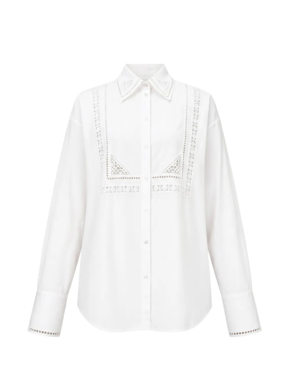 Ermanno Scervino broderie-anglaise lace-panel shirt - White