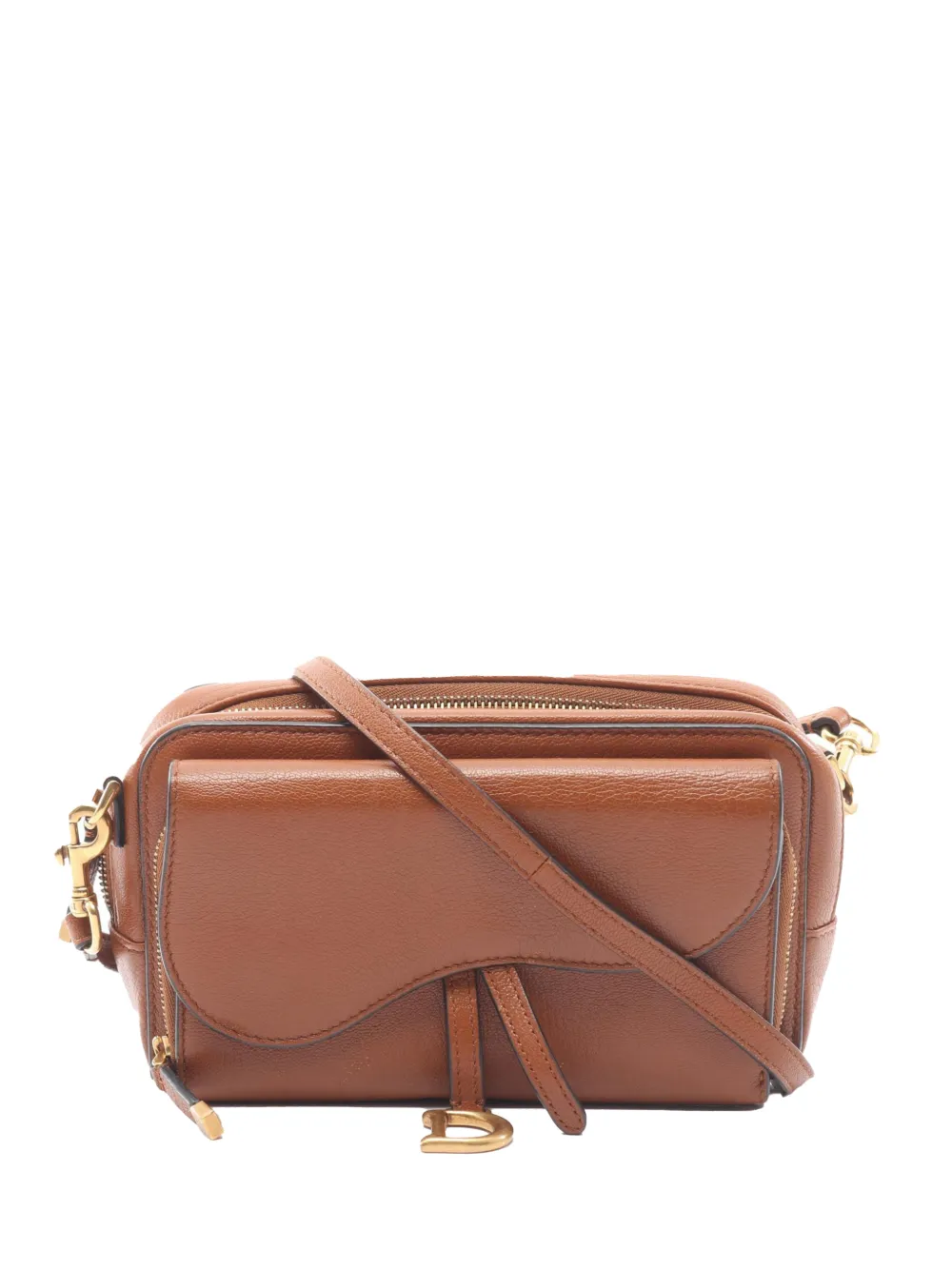 Christian Dior Pre-Owned 2010-2025 Leather Double Saddle Pouch crossbody bag - Marrone