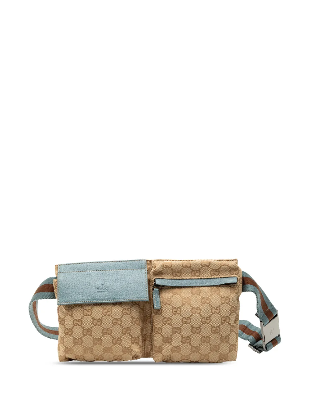 Gucci Pre-Owned 2000-2015 GG Canvas Web Double Pocket belt bag - Marrone
