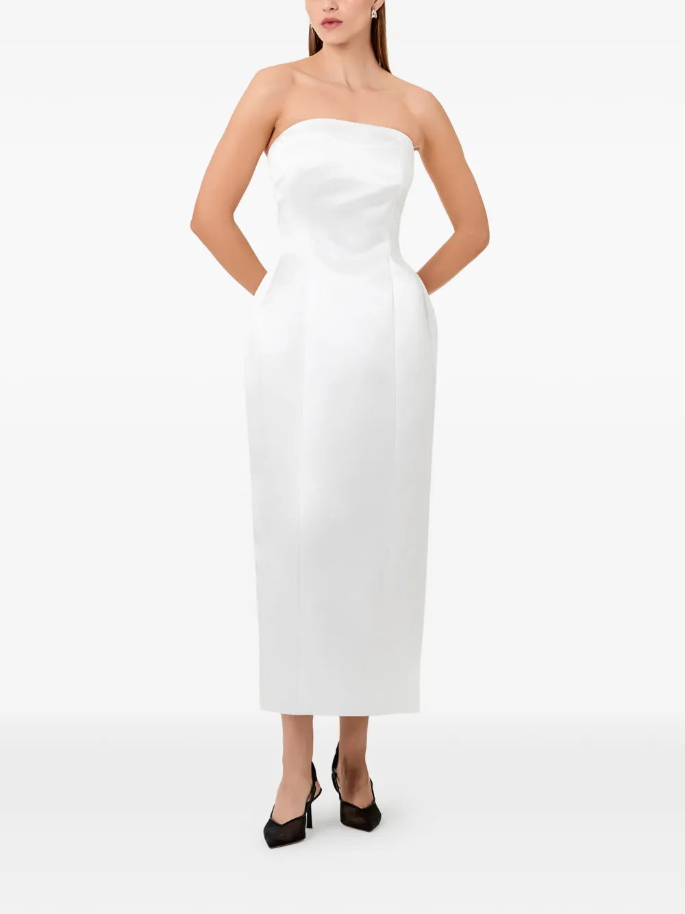  Nicholas Kasia Strapless Midi Dress - White 
