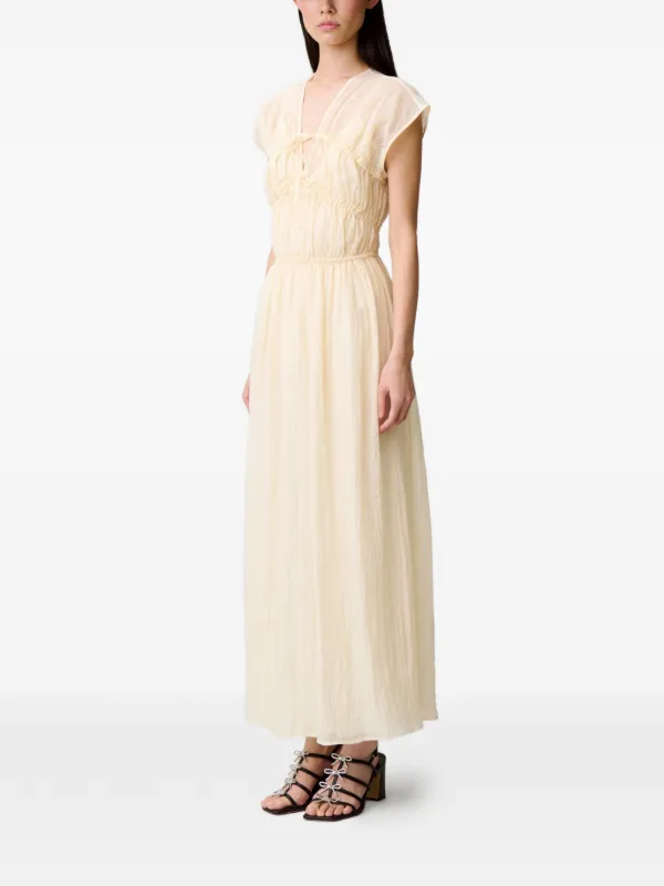 flowy beige dress Claudie Pierlot Maxi | Neutrals Summer dress Color:Dark_Green athleisuretops KissProm A-Line Sweetheart Sequin catching properties Plunge neckline