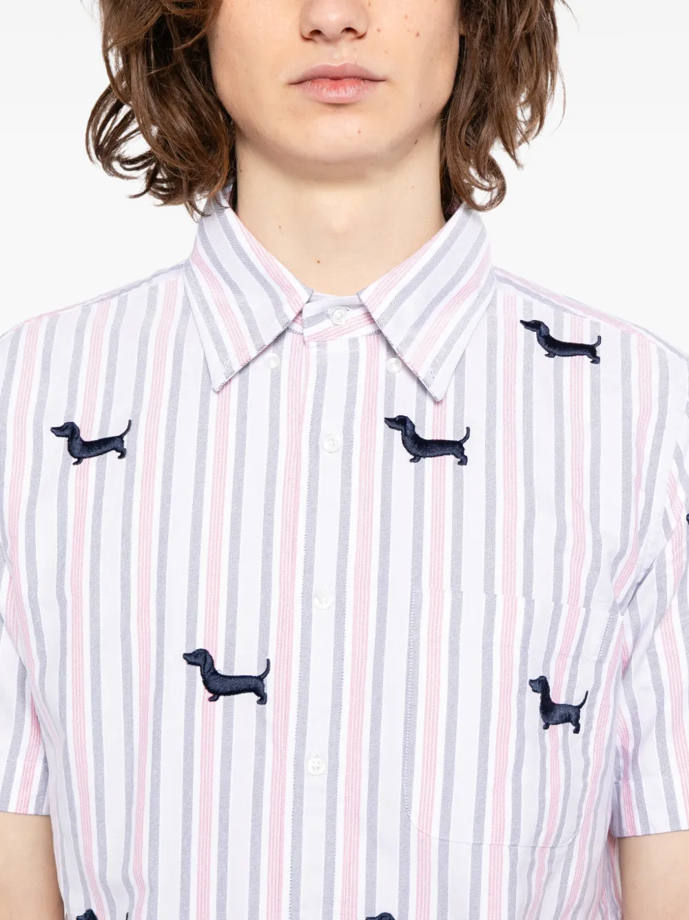 Thom Browne Gestreept overhemd met satijnen stiksel Wit