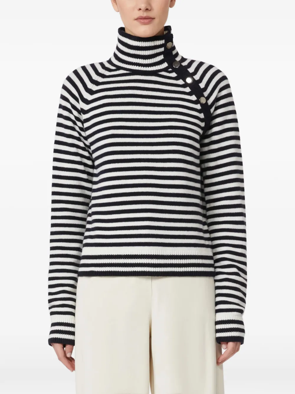  Max Mara Jersey Paniere A Rayas - Blanco 