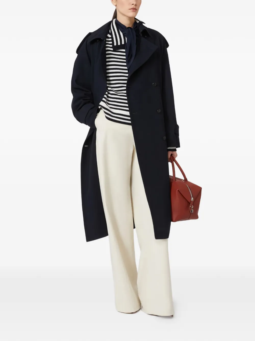  Max Mara Jersey Paniere A Rayas - Blanco 