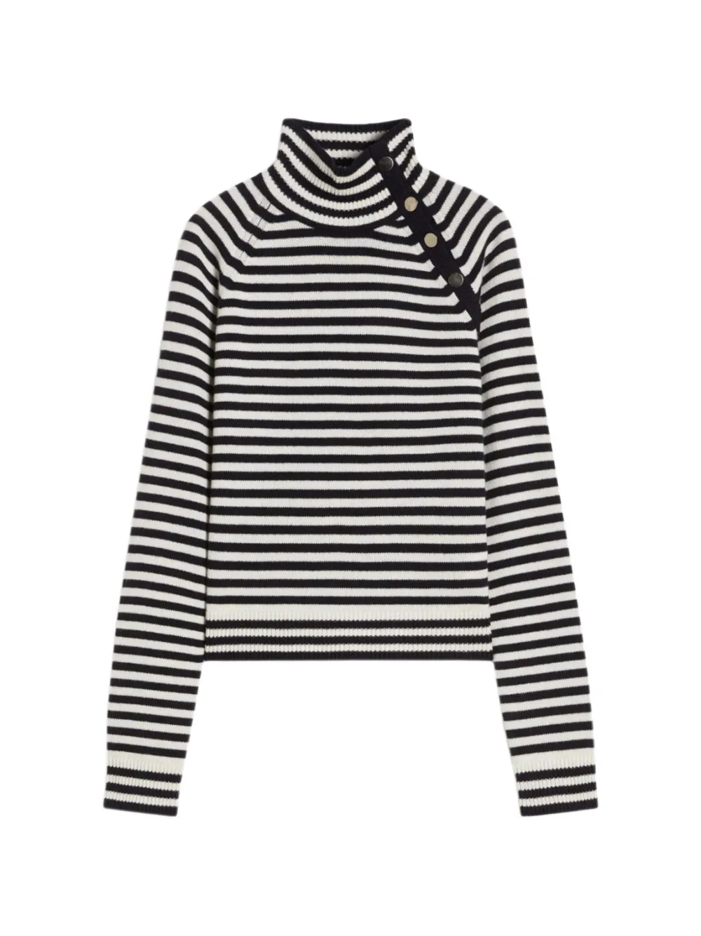 Max Mara Paniere striped button roll-neck sweater - Bianco
