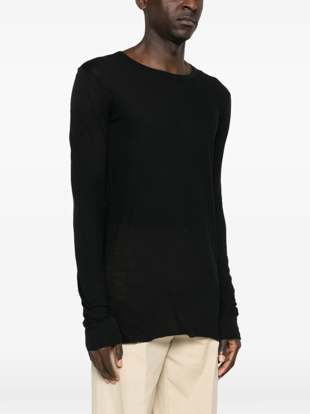 Rick Owens T-shirt met lange mouwen Zwart