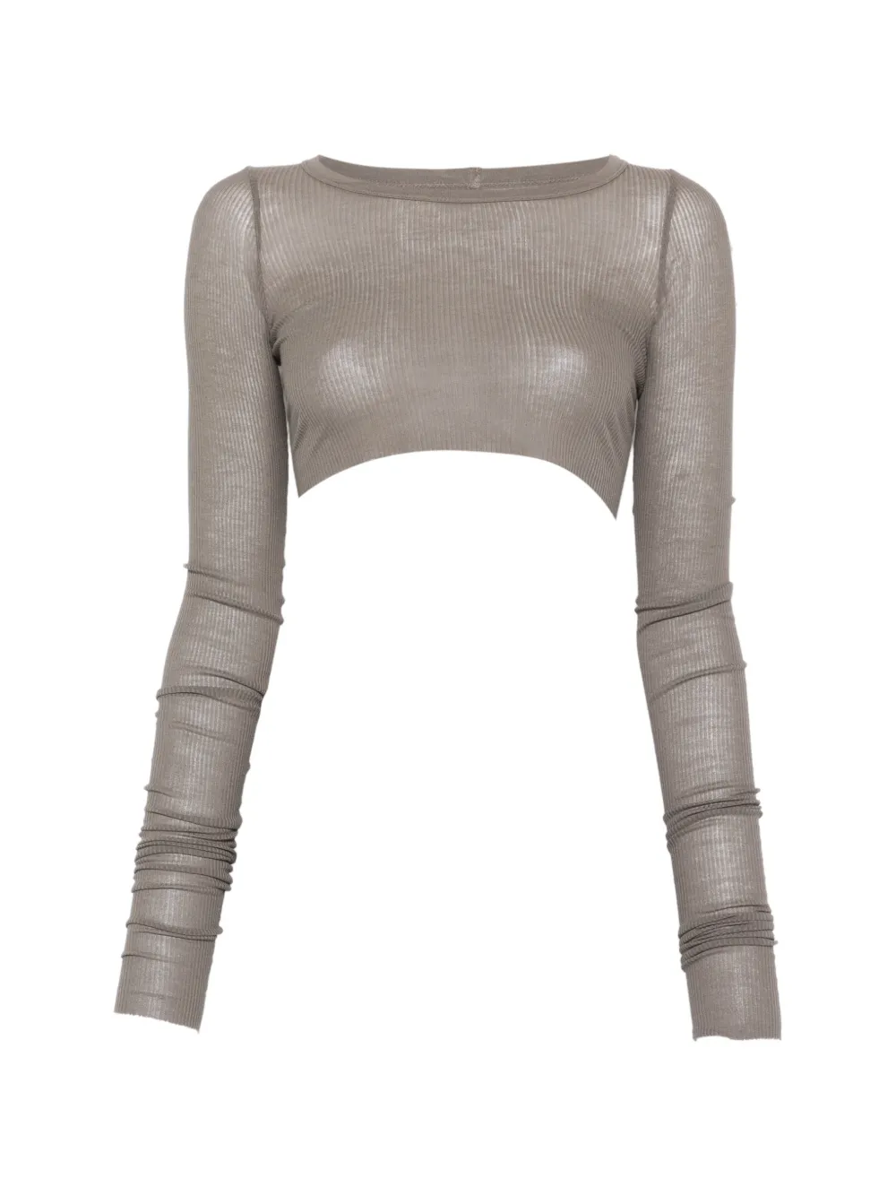 Rick Owens cropped long-sleeved T-shirt - Grau