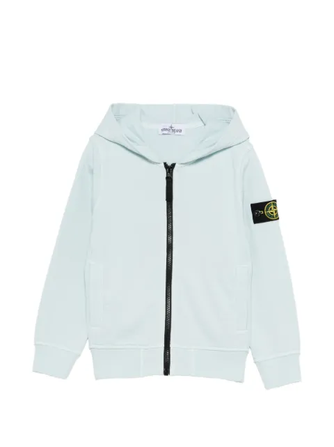 Stone Island Junior logo-patch zip-up hoodie