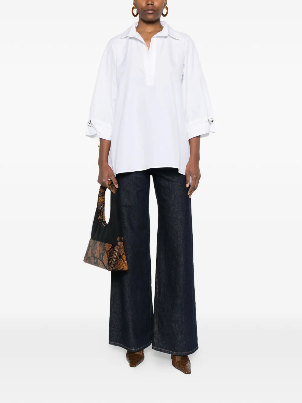 Max Mara Adorni blouse met trekkoordmouwen Wit