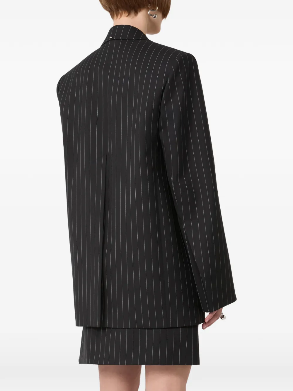 Sportmax Blazer met krijtstreep en striksluiting Zwart