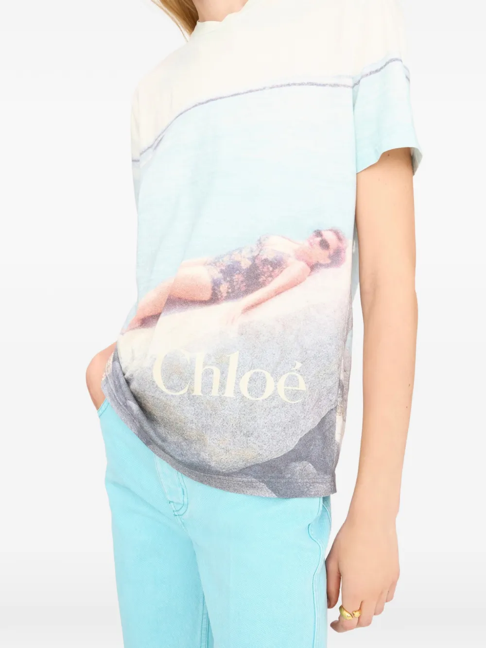 Chloé T-shirt met grafische print Blauw