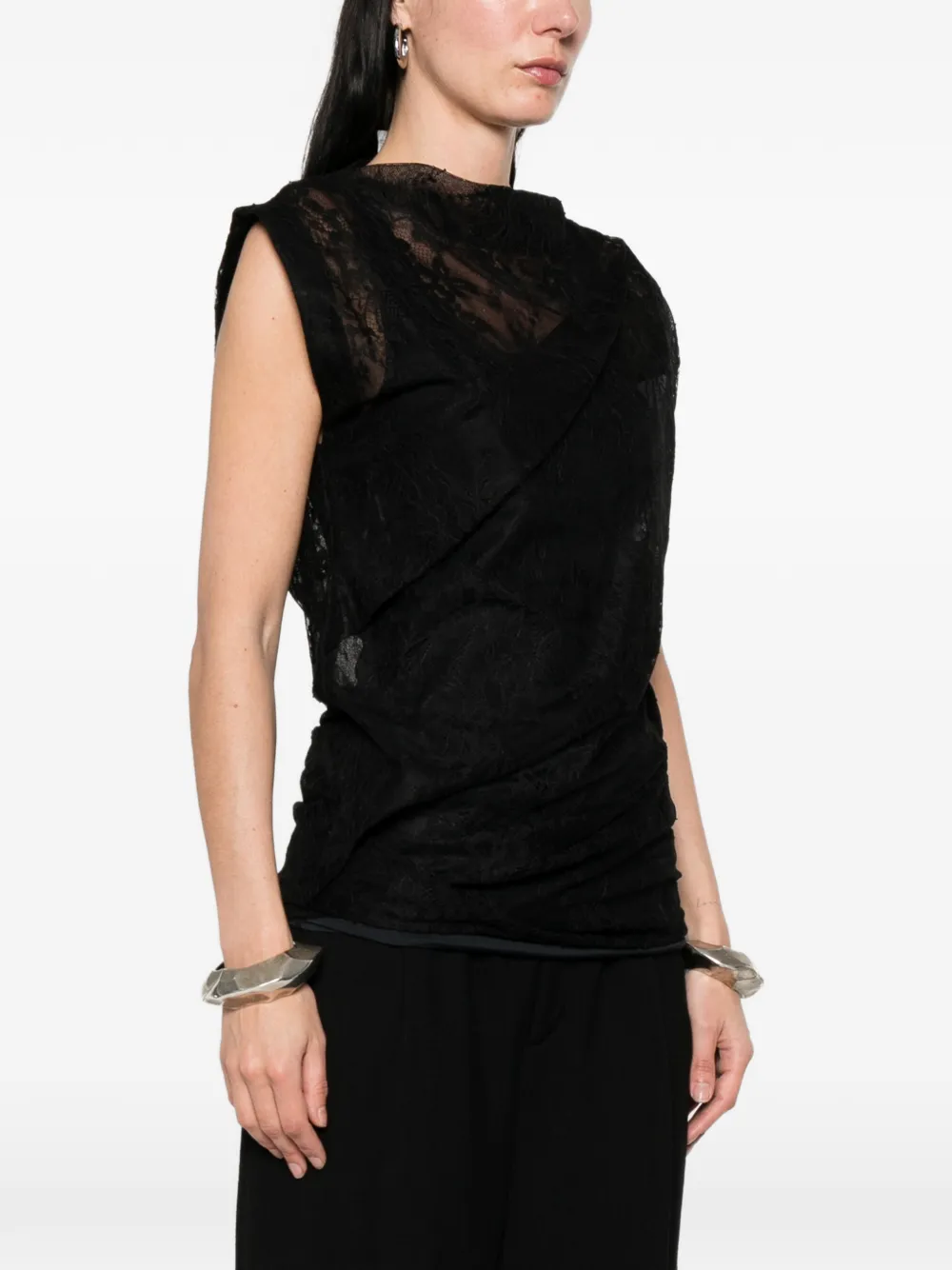  Sportmax Lace Sleeveless Top - Black 