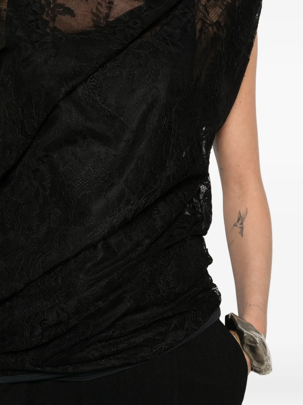 Sportmax Mouwloze top met kant Zwart