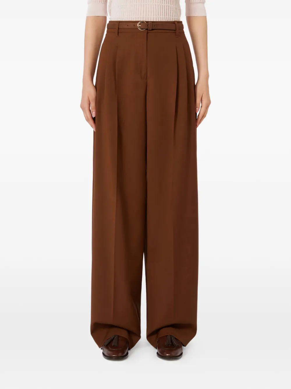  Max Mara Pantaloni Con Cintura - Marrone 