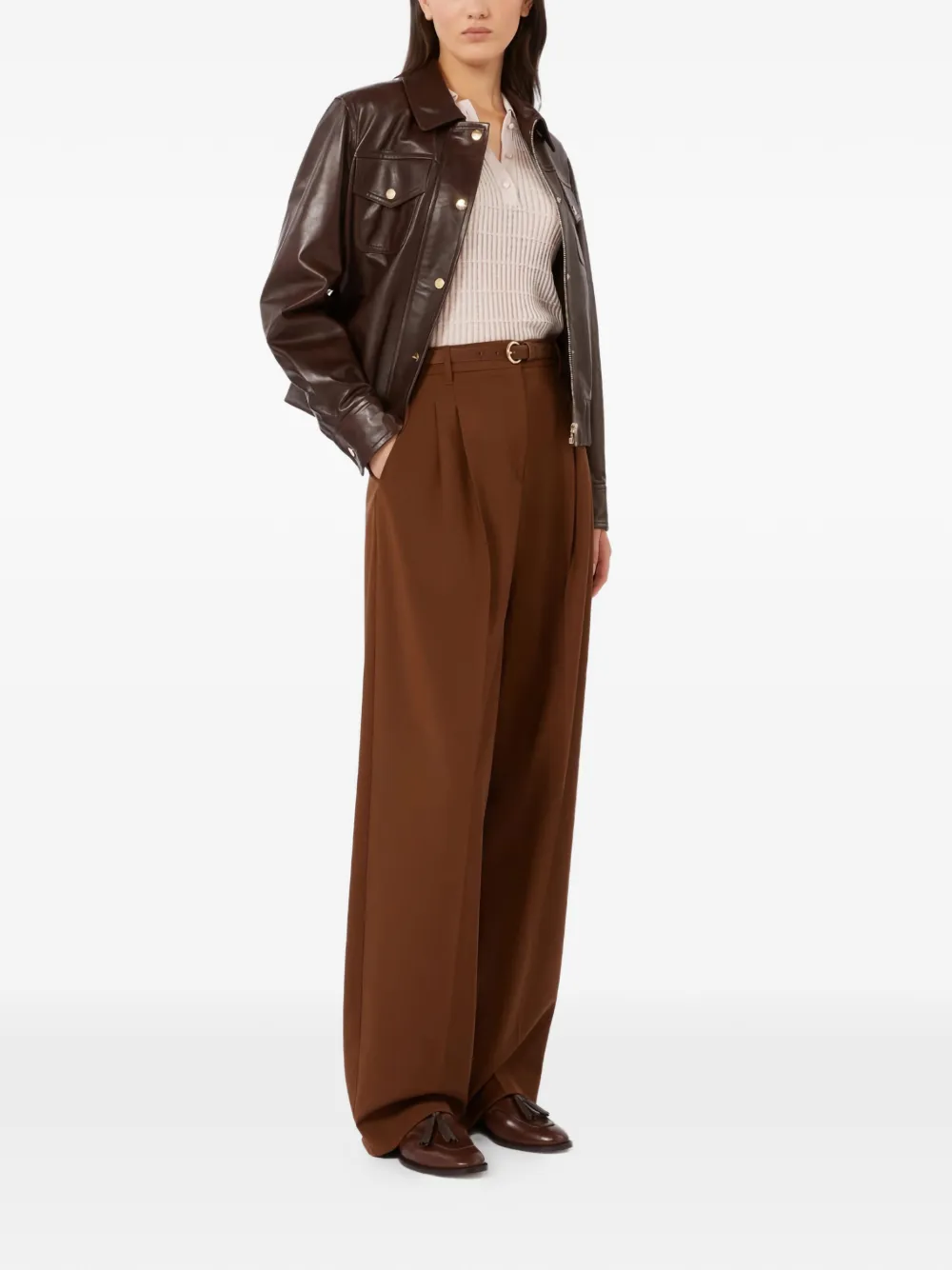  Max Mara Pantaloni Con Cintura - Marrone 