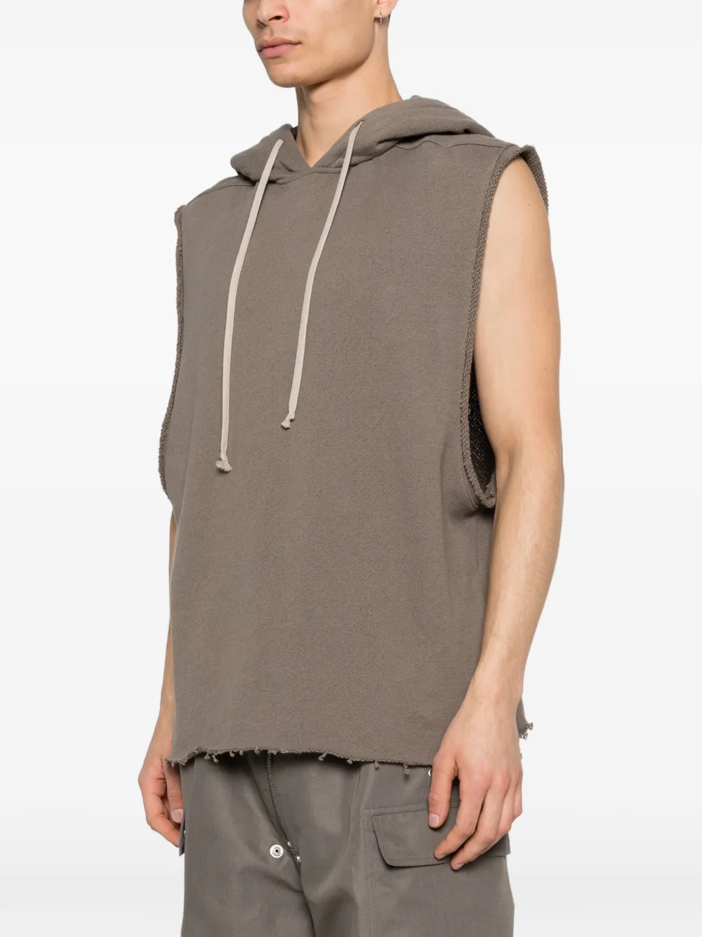 frayed hooded vest