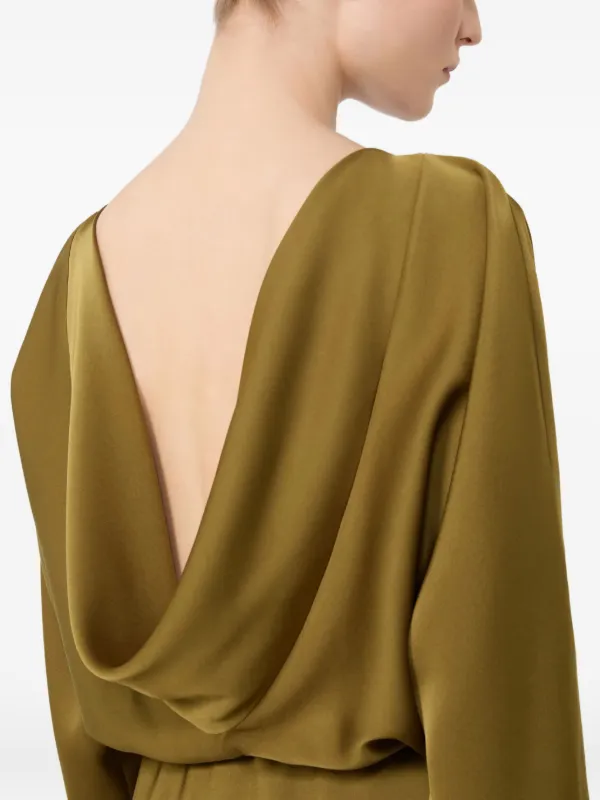 Max Mara Satin Belted Maxi Dress | Green | FARFETCH