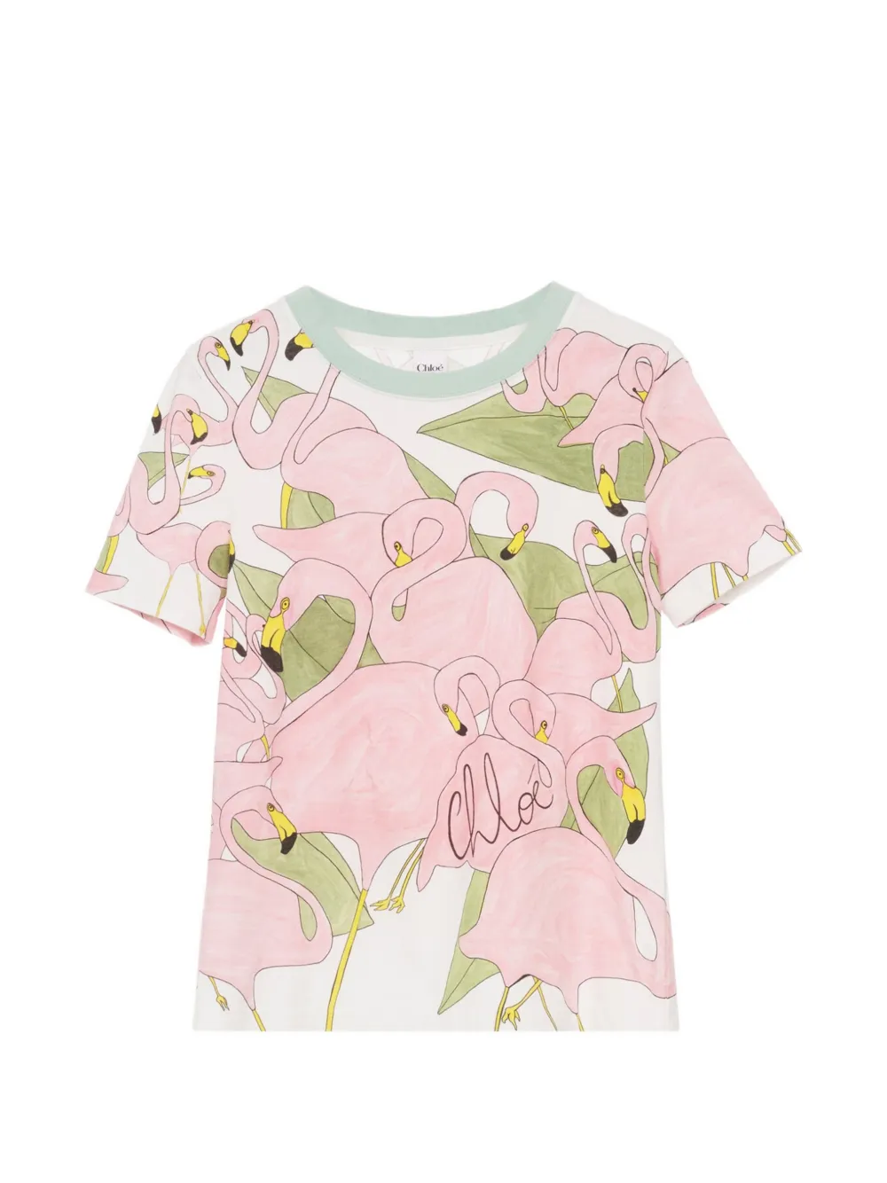 Chloé flamingo print t-shirt - Bianco