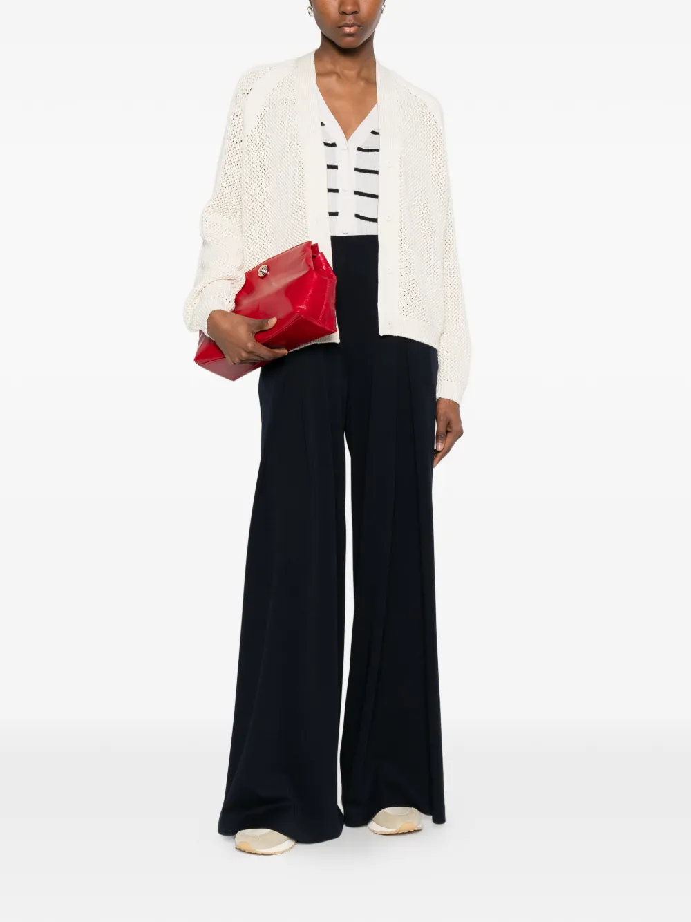  Max Mara V-neck Button Cardigan - White 