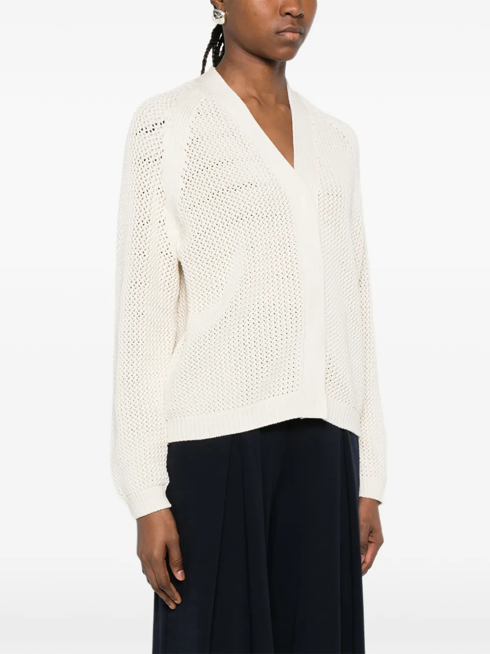  Max Mara V-neck Button Cardigan - White 
