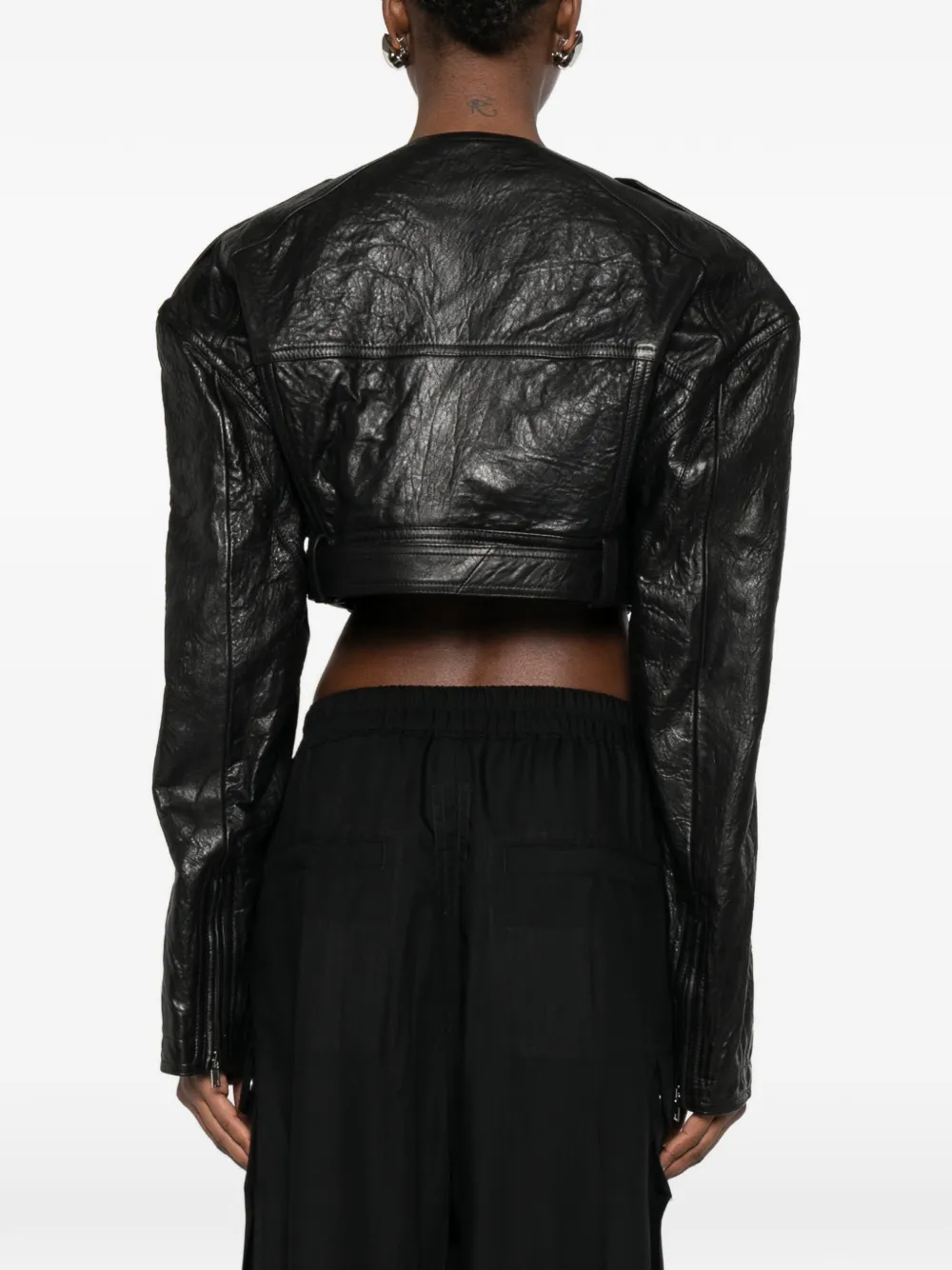 Rick Owens Micro Biker jack met ceintuur Zwart