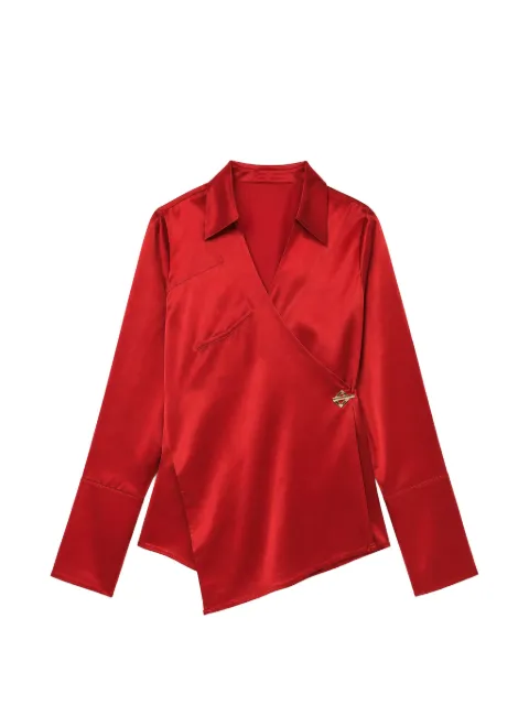 Danamé wrap-style satin blouse