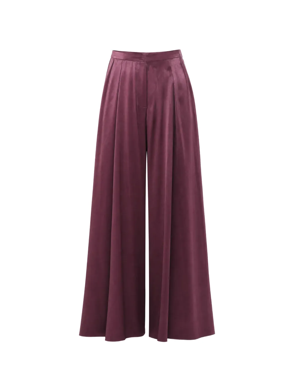 Danamè Pleated Satin Palazzo Pants In Burgundy