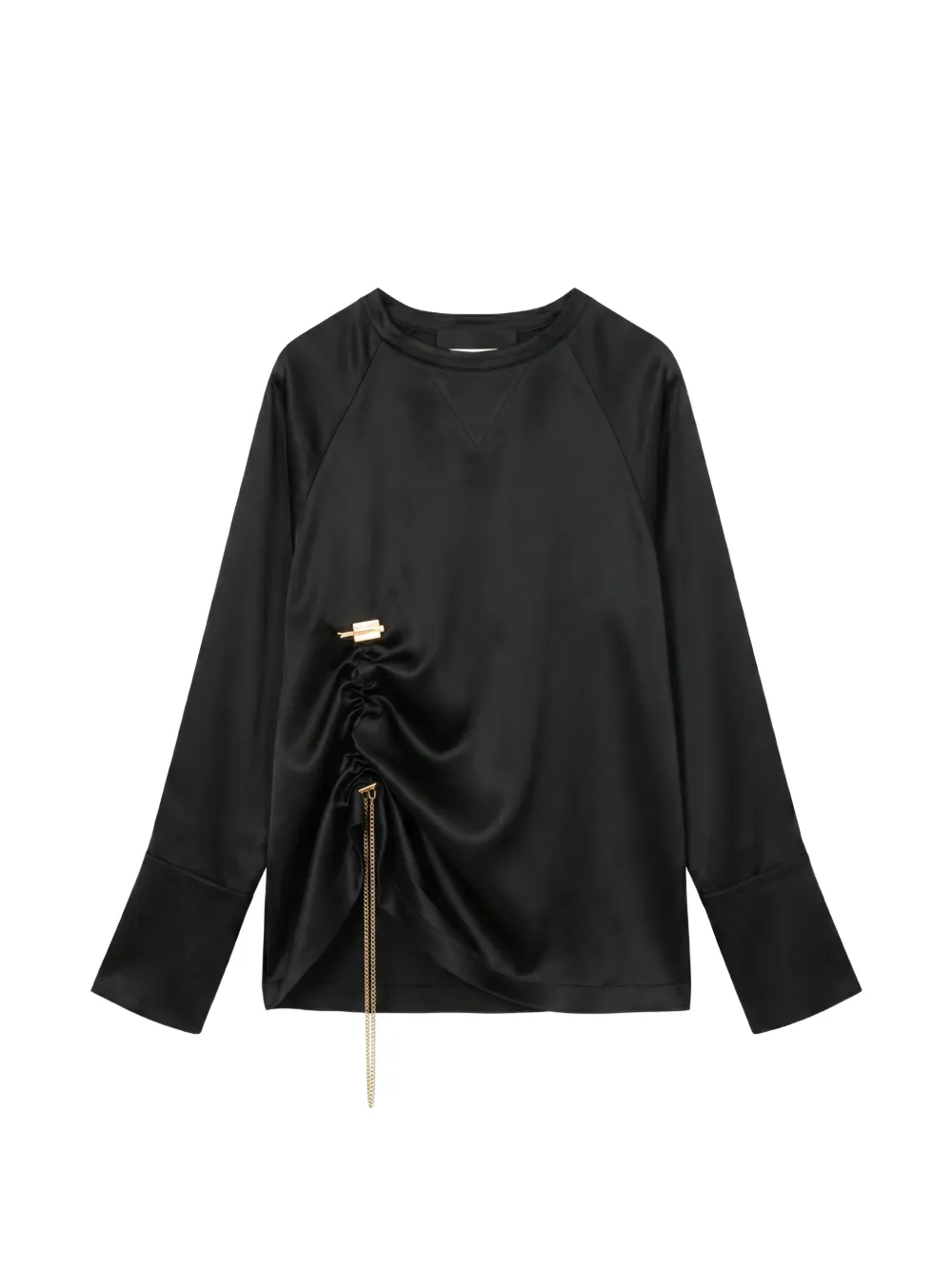Danamé chain-detail ruched long-sleeved top - Nero