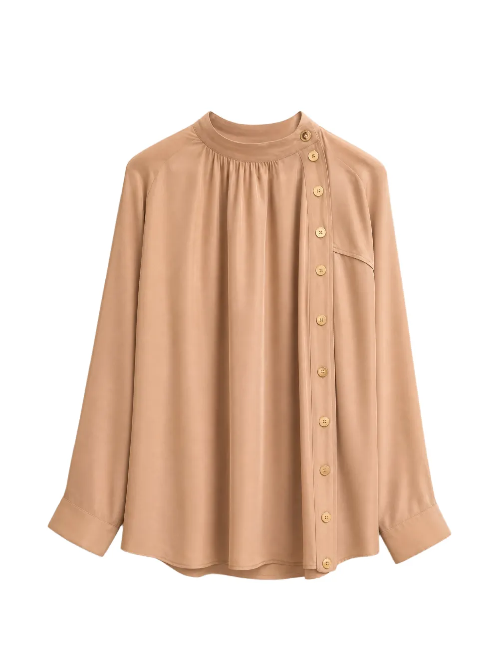 Edward Achour Paris off-centre pleated shirt - Braun