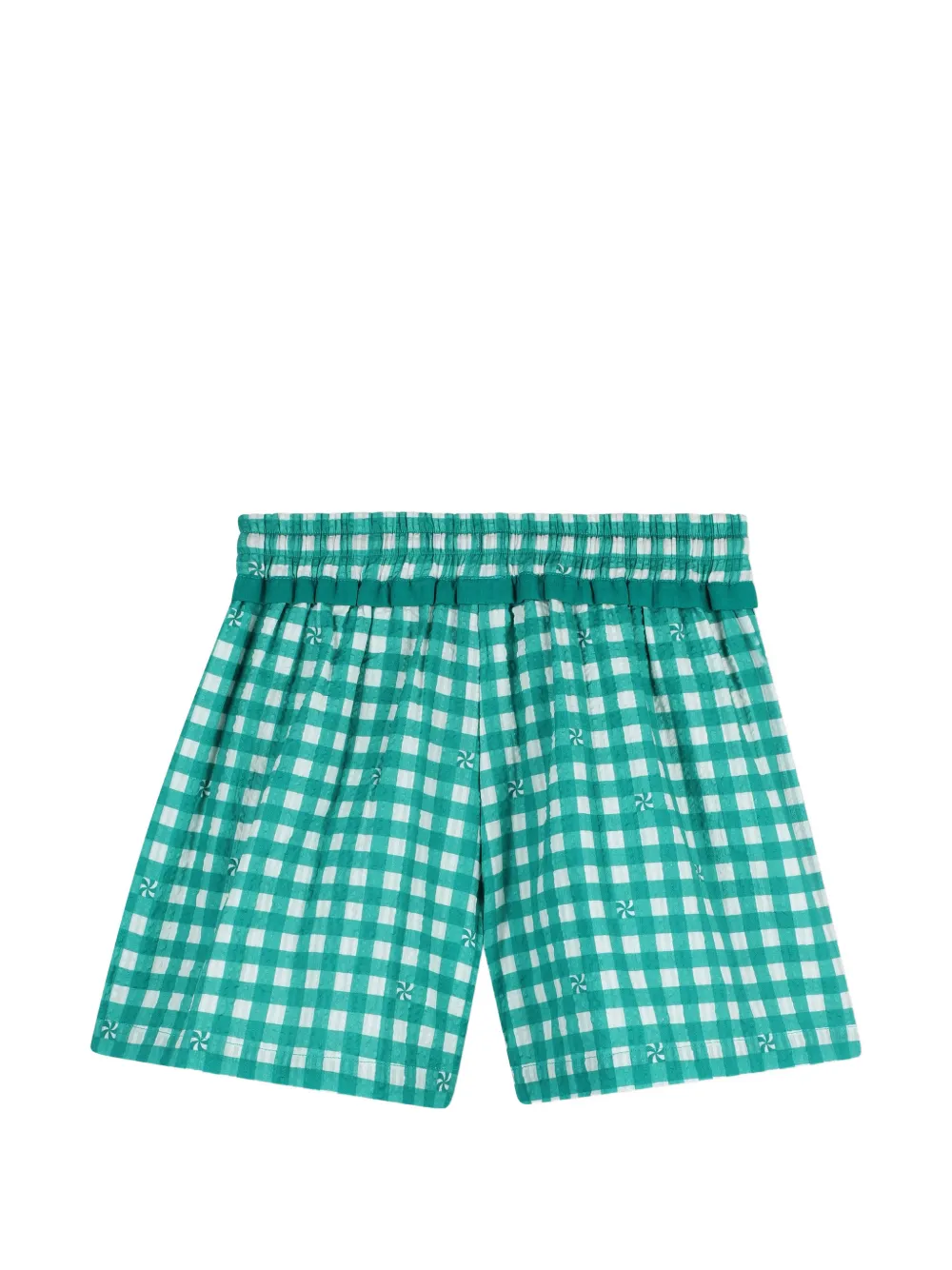  Kids Around Gingham Drawstring Shorts - Green 