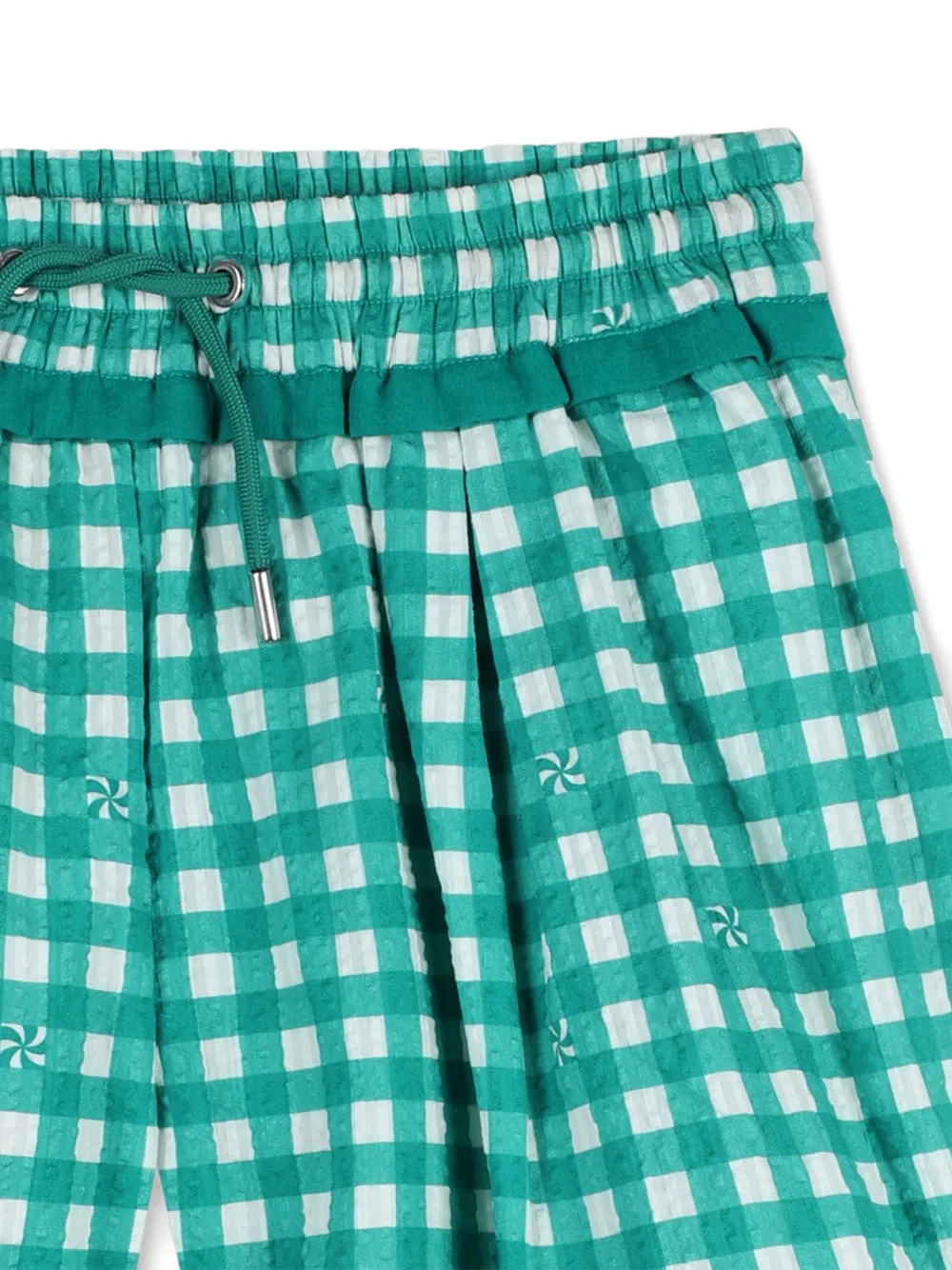  Kids Around Gingham Drawstring Shorts - Green 
