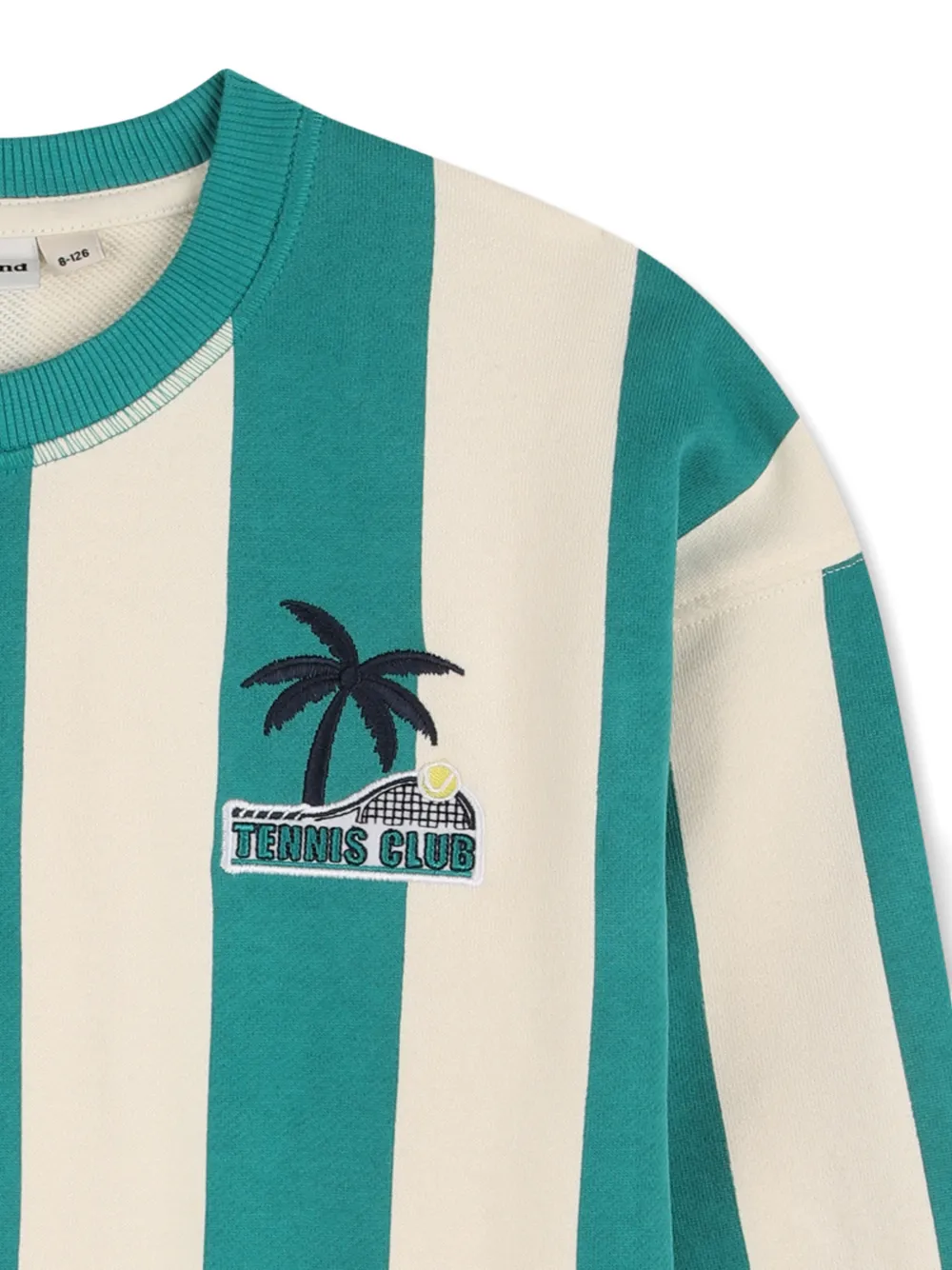  Kids Around Striped Logo Embroidered Sweatshirt - Green 
