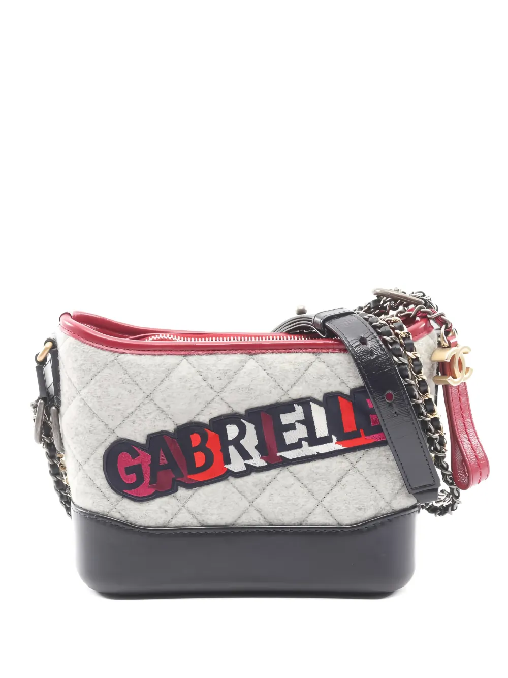 CHANEL Pre-Owned 2017-2018 small Gabrielle quilted chain-detail shoulder bag - Grigio