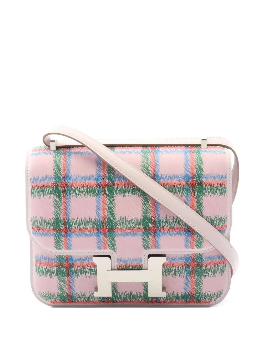 Hermès Pre-Owned 2025 mini Constance 3 tartan shoulder bag - Rosa