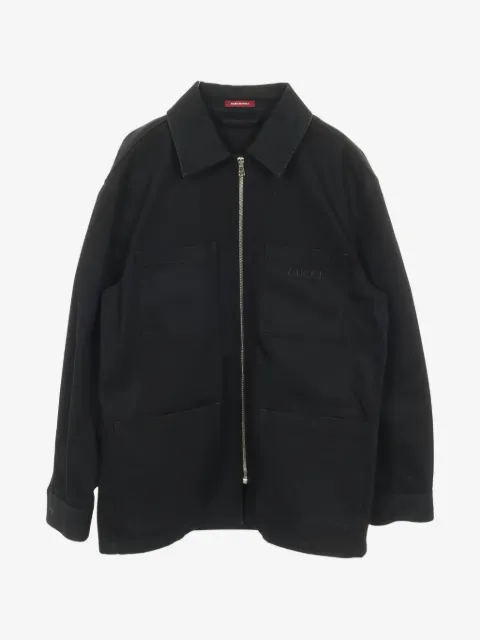Gucci Pre-Owned 水钻logo拉链牛仔夹克