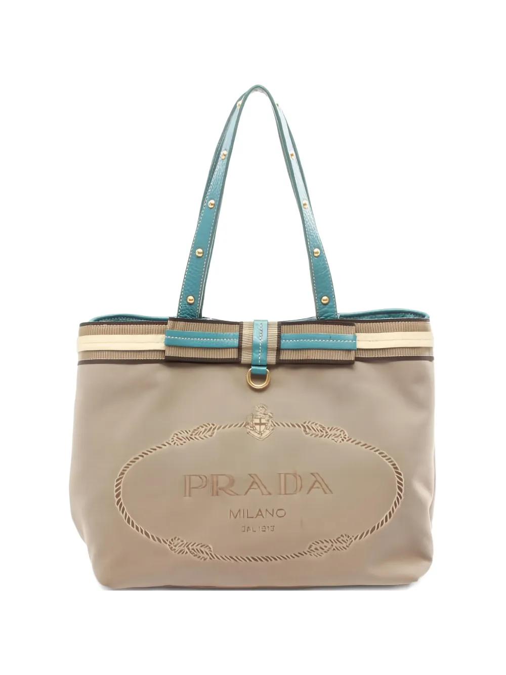 Prada Pre-Owned 2010s logo-jacquard studded tote bag - Toni neutri