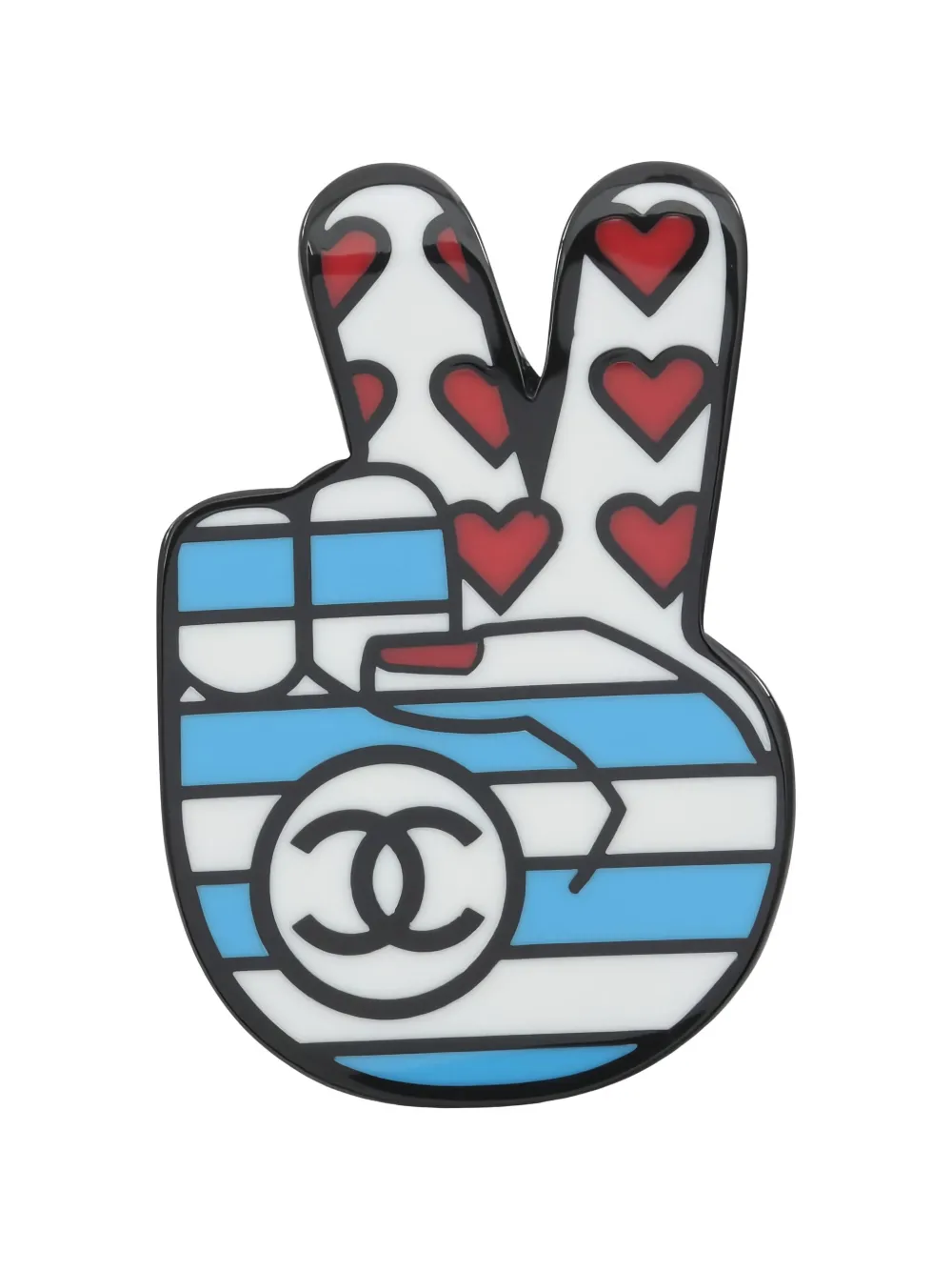 CHANEL Pre-Owned 1986-1988 stripes heart brooch - Bianco