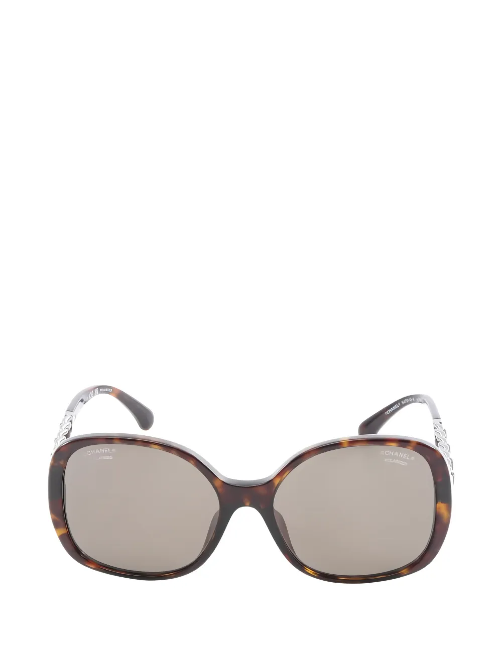 CHANEL Pre-Owned 1986-1988 chain logo sunglasses - Marrone