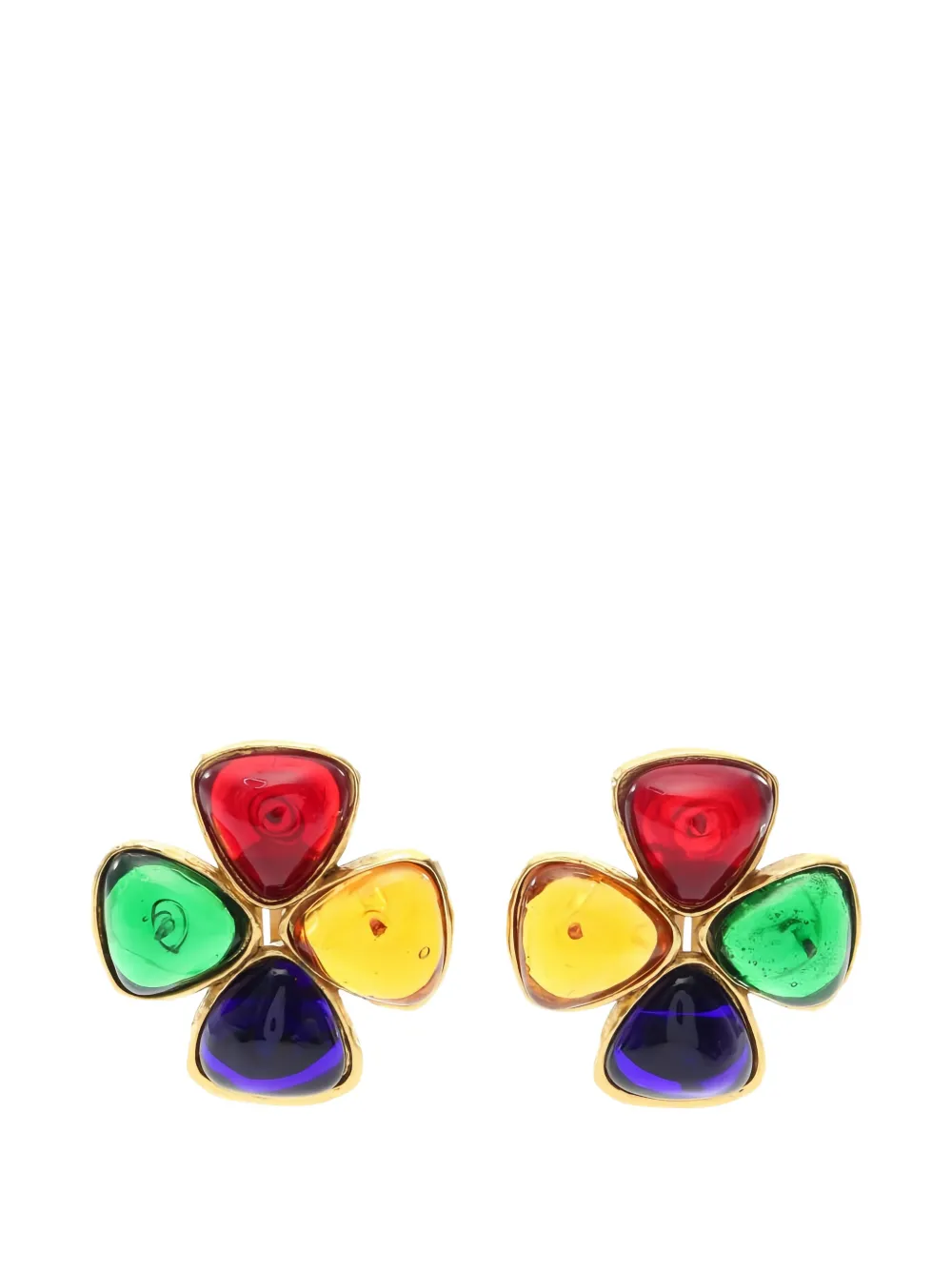 CHANEL Pre-Owned 1986-1988 coloured-stones earrings - Oro