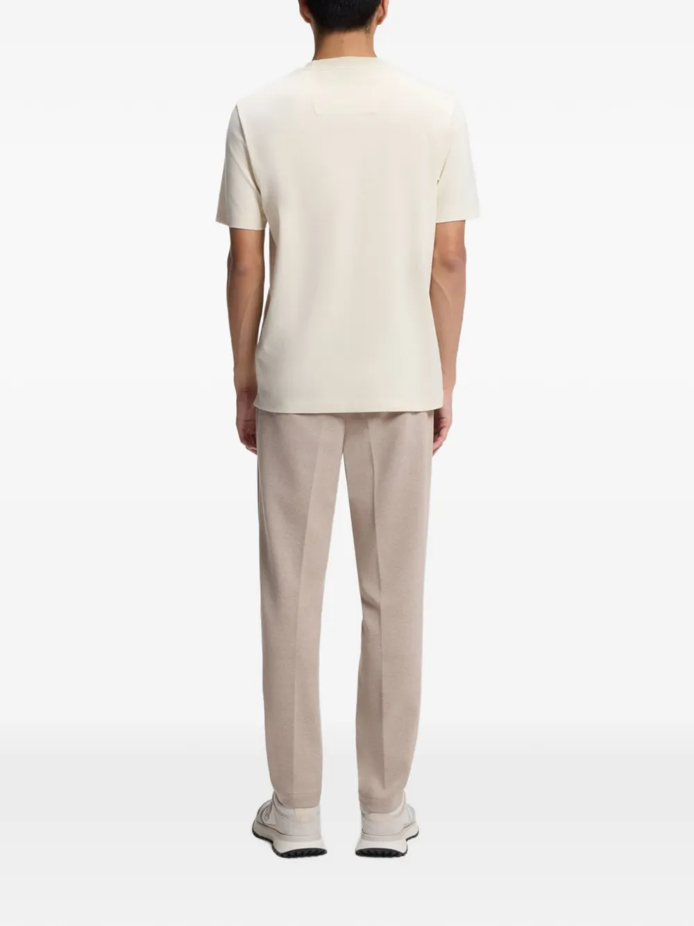 BOSS T-shirt met monogram in een katoenen blend Beige