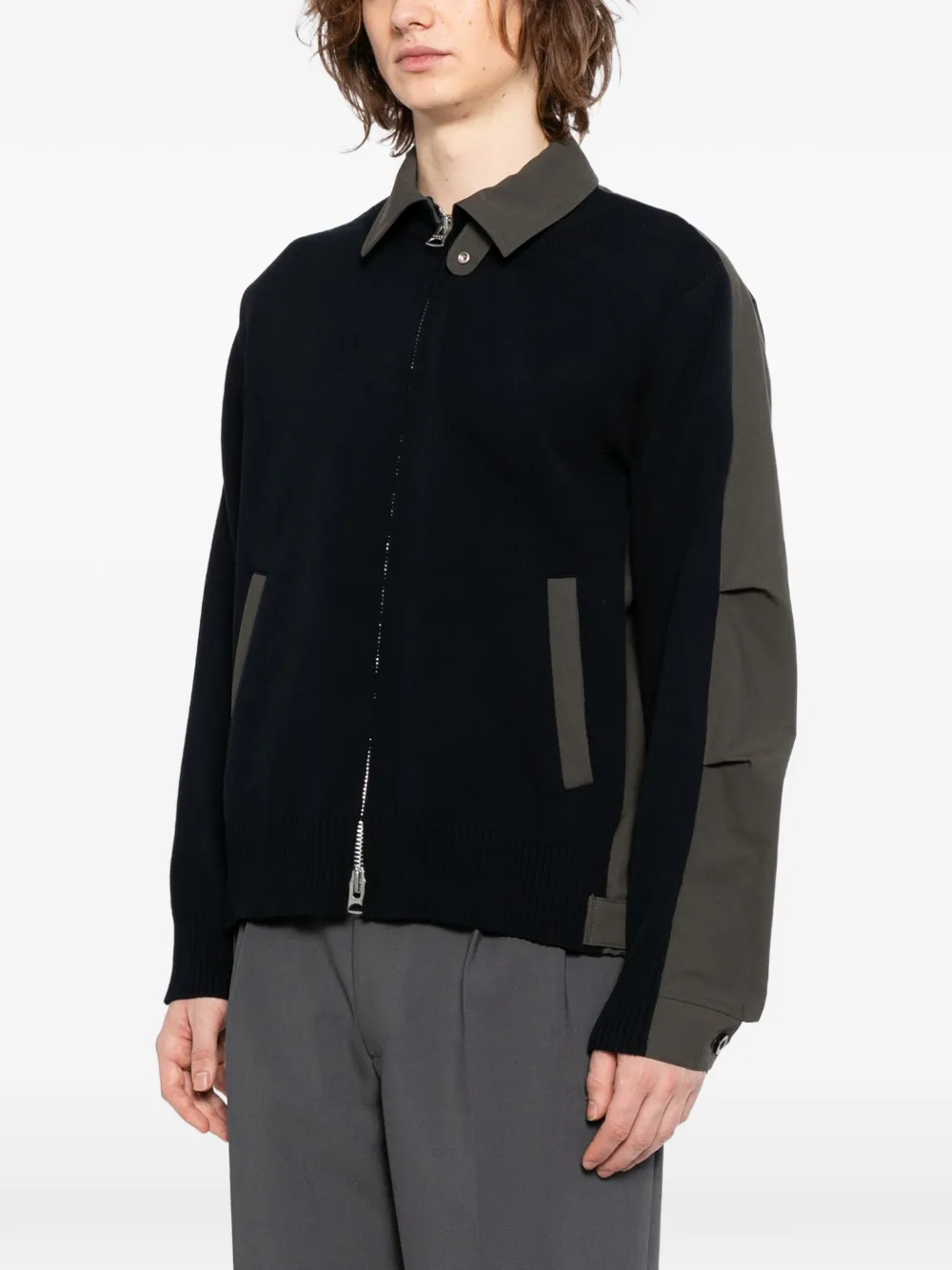 sacai Weather Cloth x gebreid overhemd Blauw