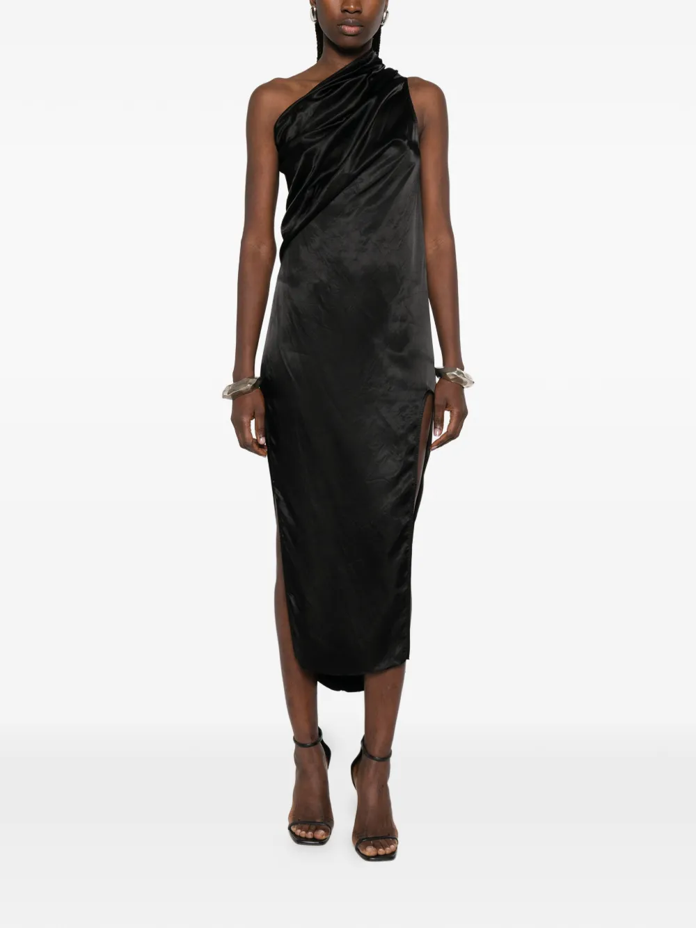 Rick Owens Athena Arrowhead asymmetrische midi-jurk Zwart