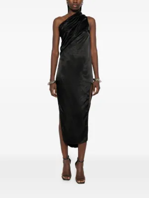 princess polly baby blue dress Rick Owens Silk knee length dress with asymmetric cape|RP19S6563SCR61 main image 0