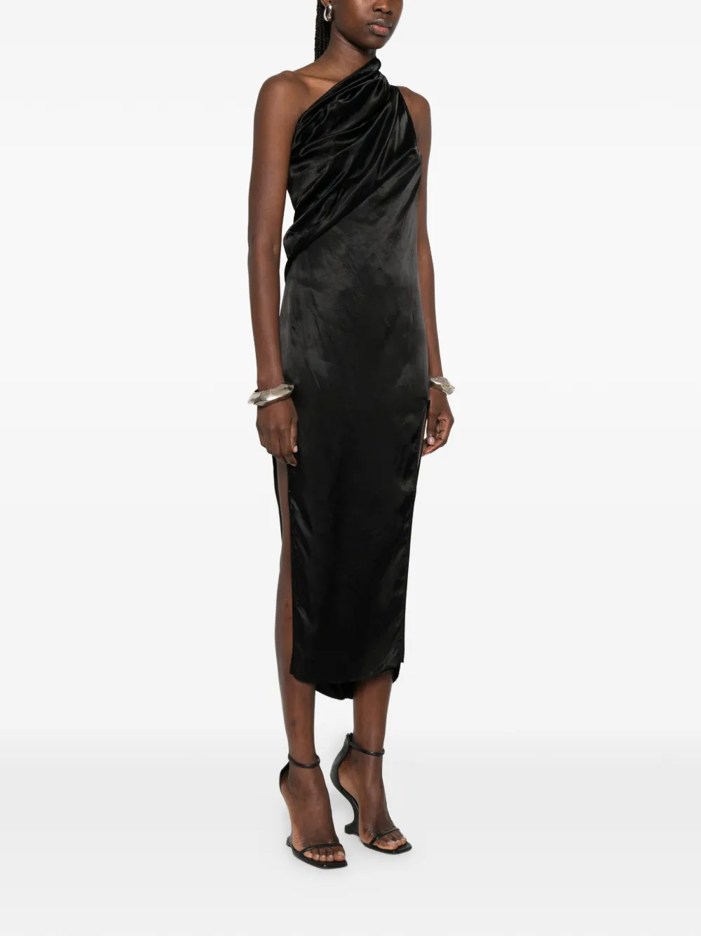 Rick Owens Athena Arrowhead asymmetrische midi-jurk Zwart