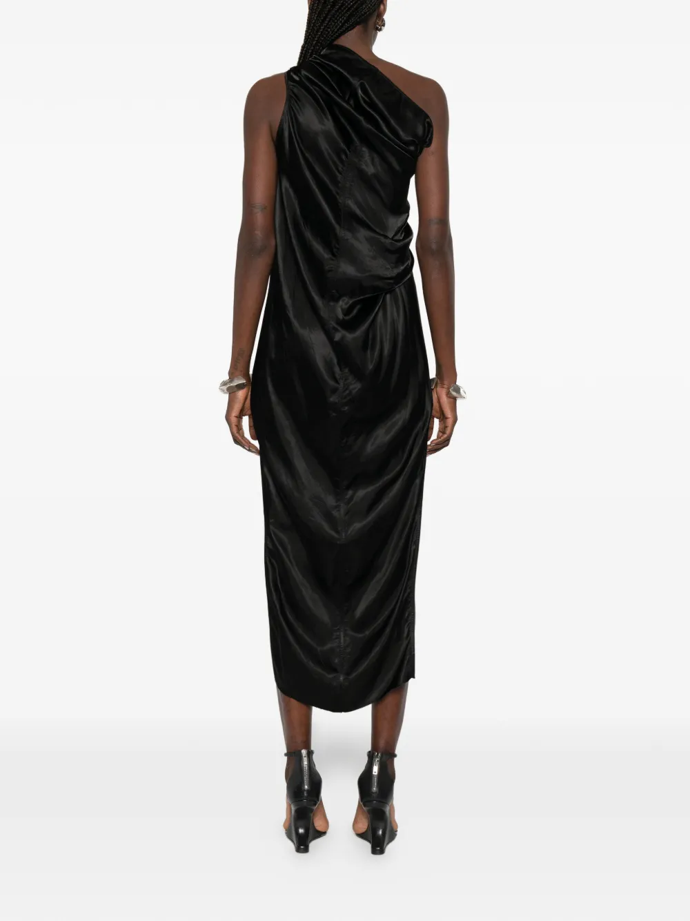 Rick Owens Athena Arrowhead asymmetrische midi-jurk Zwart