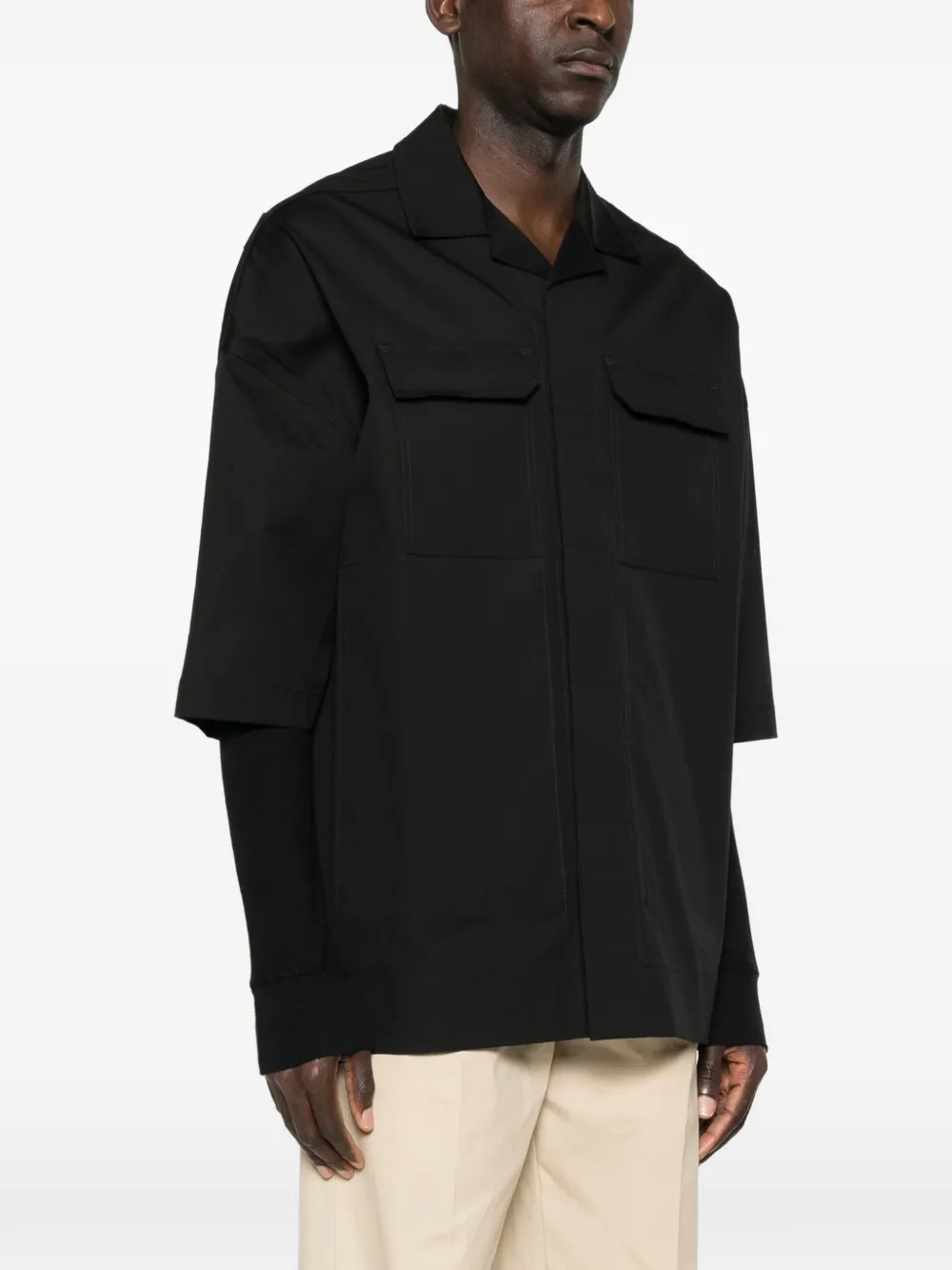 Rick Owens Overhemd met klepzak en campkraag Zwart