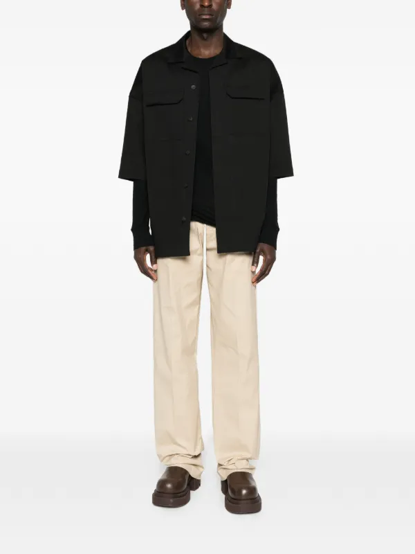 Rick Owens フラップポケット キャンプカラーシャツ | ブラック