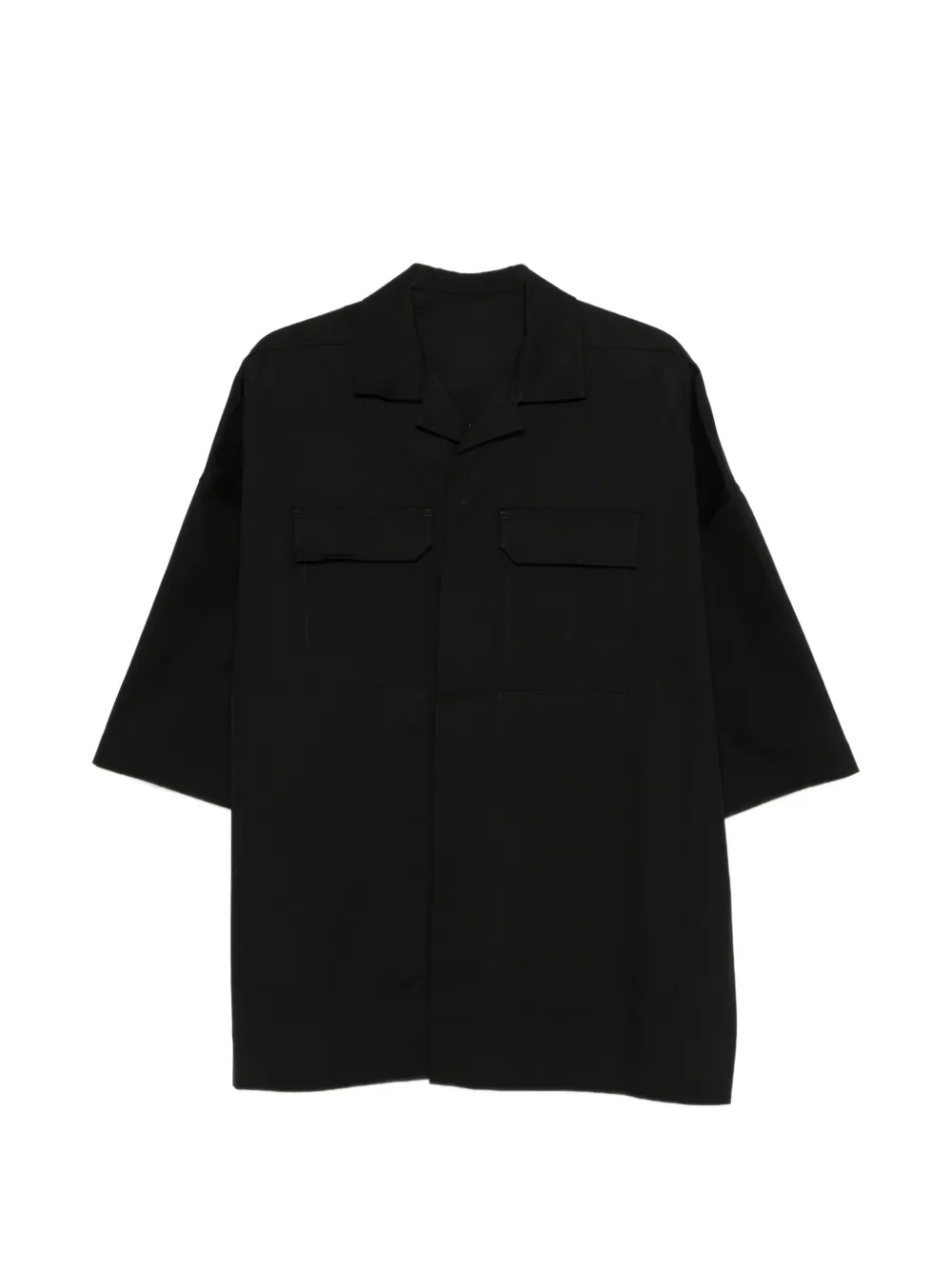 Rick Owens camp-collar flap-pocket shirt - Nero