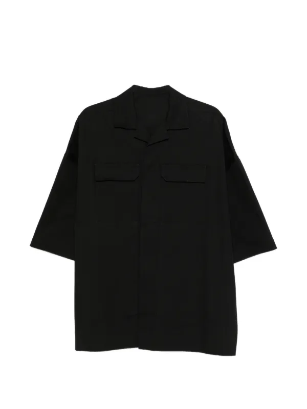 Rick Owens フラップポケット キャンプカラーシャツ | ブラック