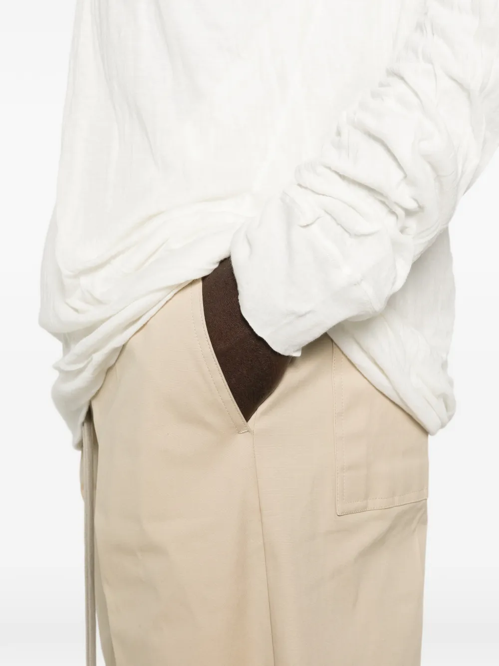 Rick Owens Broek met trekkoordsluiting en klepzak Beige